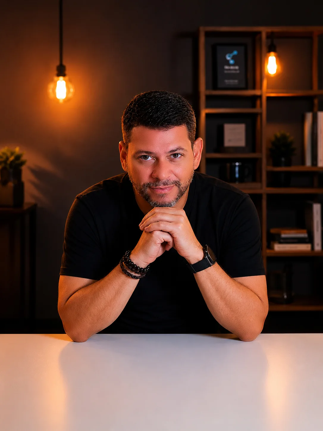 Foto em preto e branco de Marcell Barbalho, criador do Direto ao Site