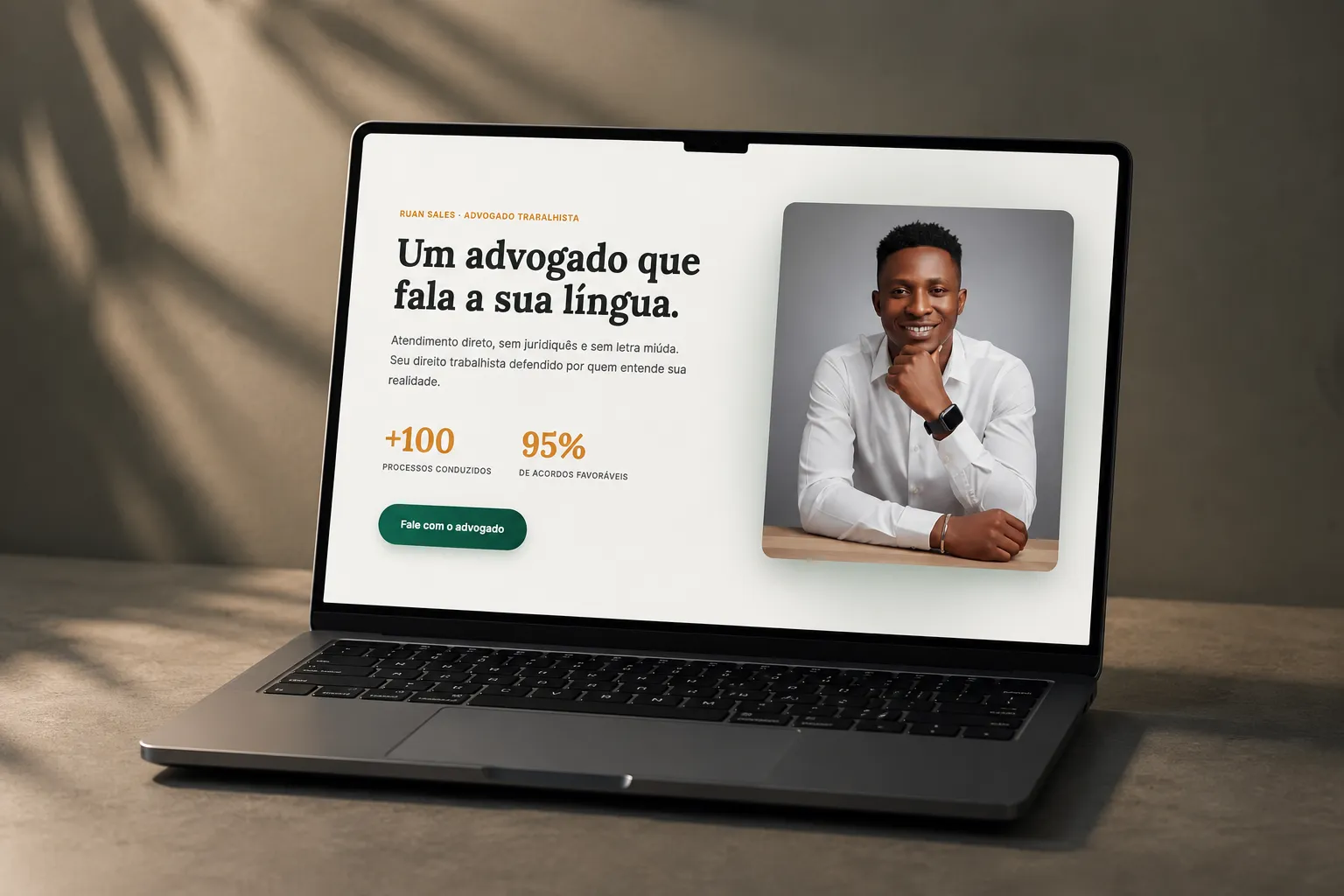 Mockup do site Ruan Sales Advocacia, landing page pacote Conversão